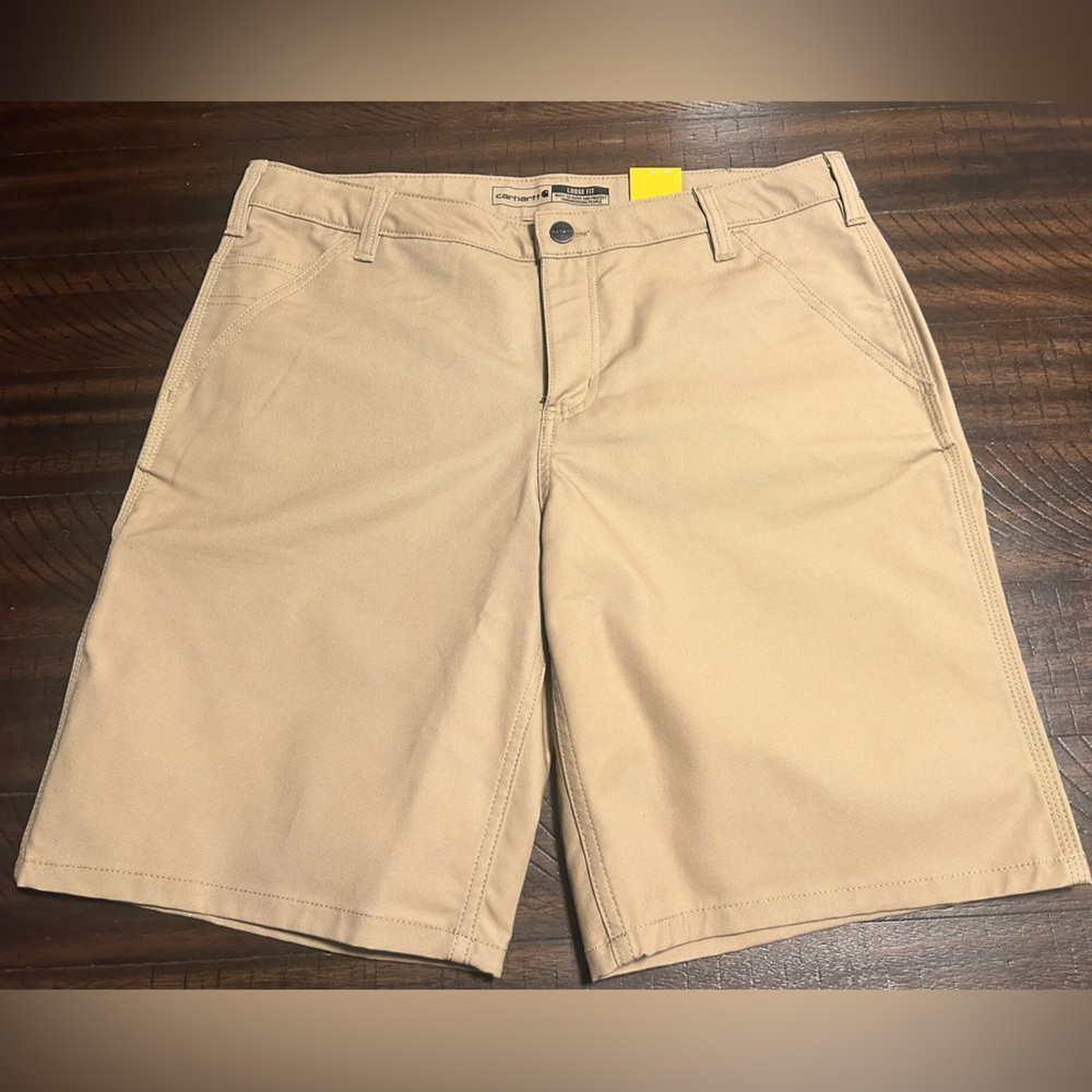 Carhartt Woman’s Beige Loose Fit Flat Front Cargo Shorts Size 14  BS3111-W